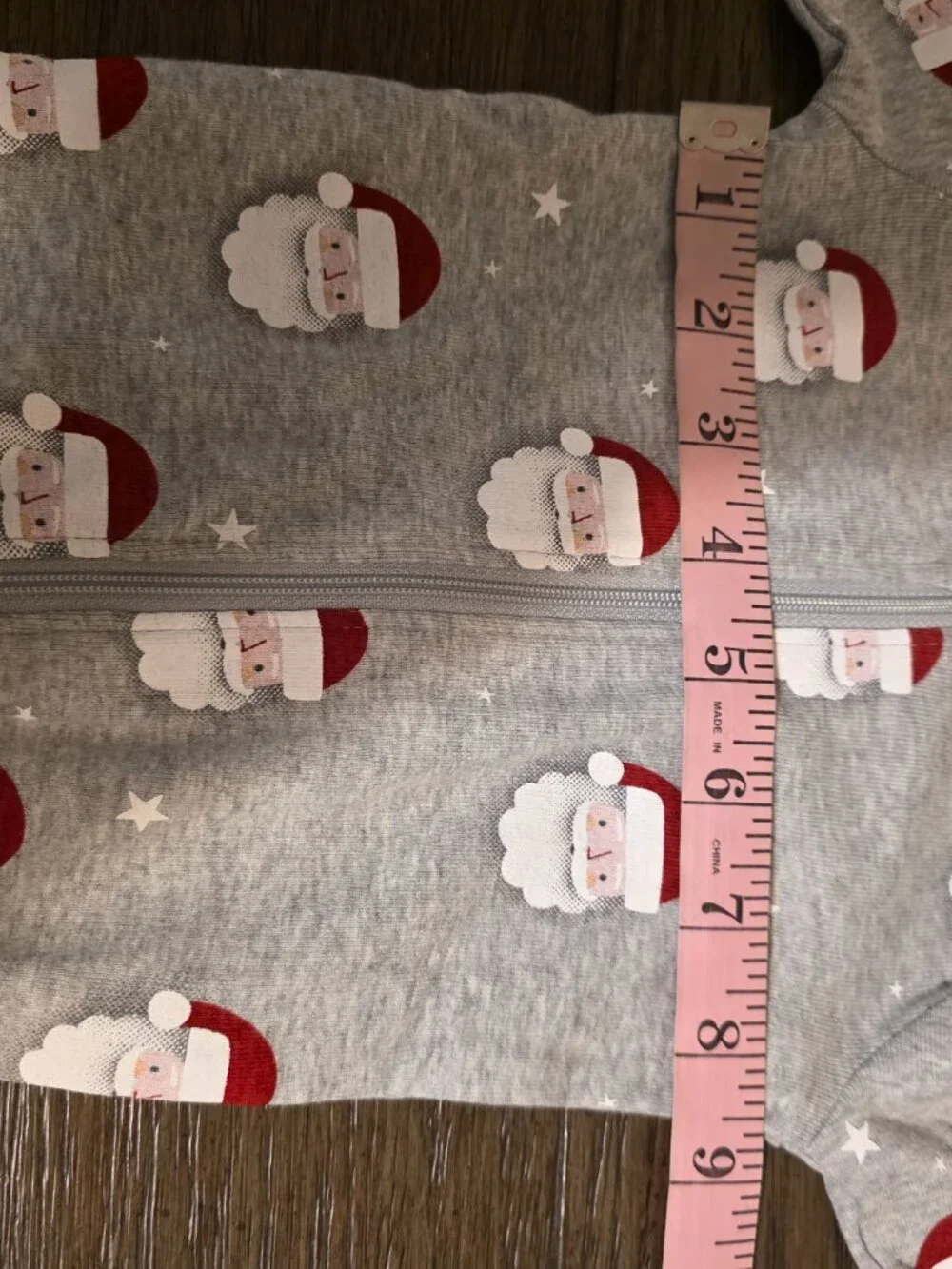 Petit Lem Santa Print Sleeper NWT Newborn NB Heather Grey Christmas Baby